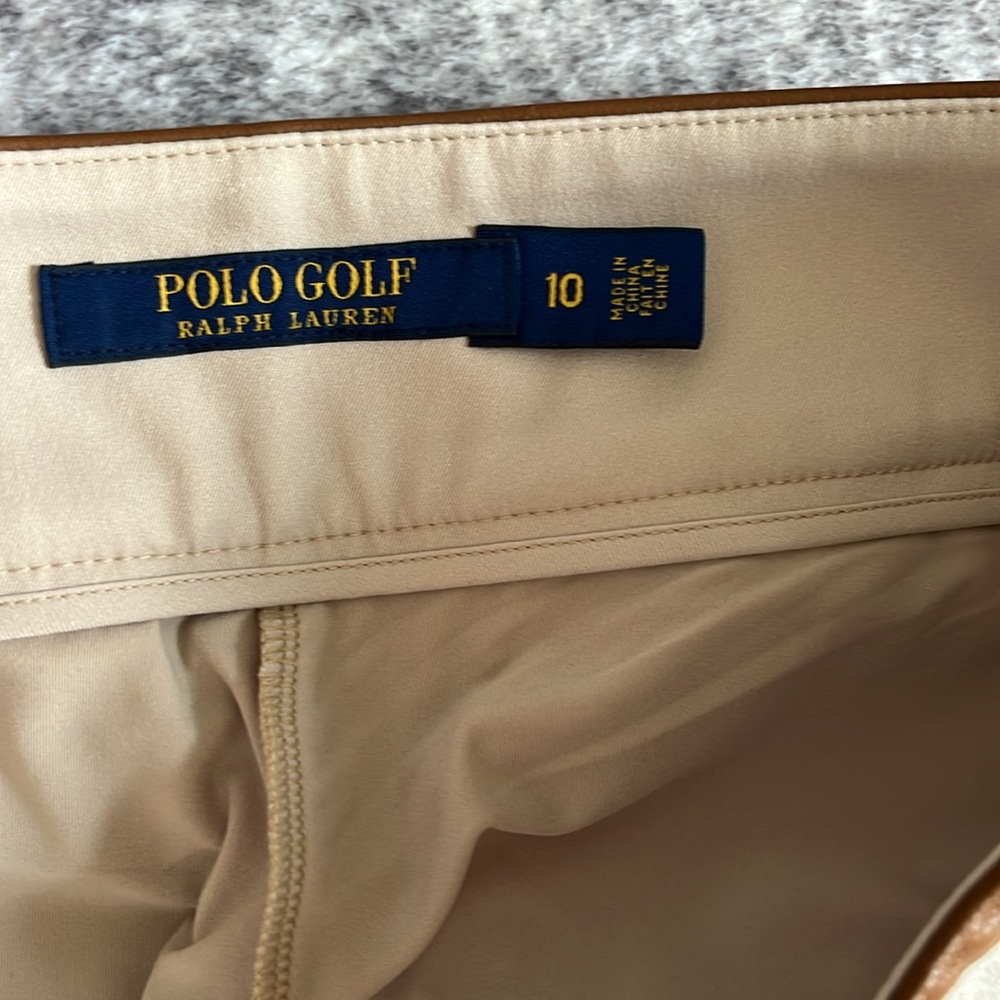 Polo Golf Ralph Lauren Tan Brown Skort Size 10 Leather Trim Golf Tennis - Picture 5 of 11